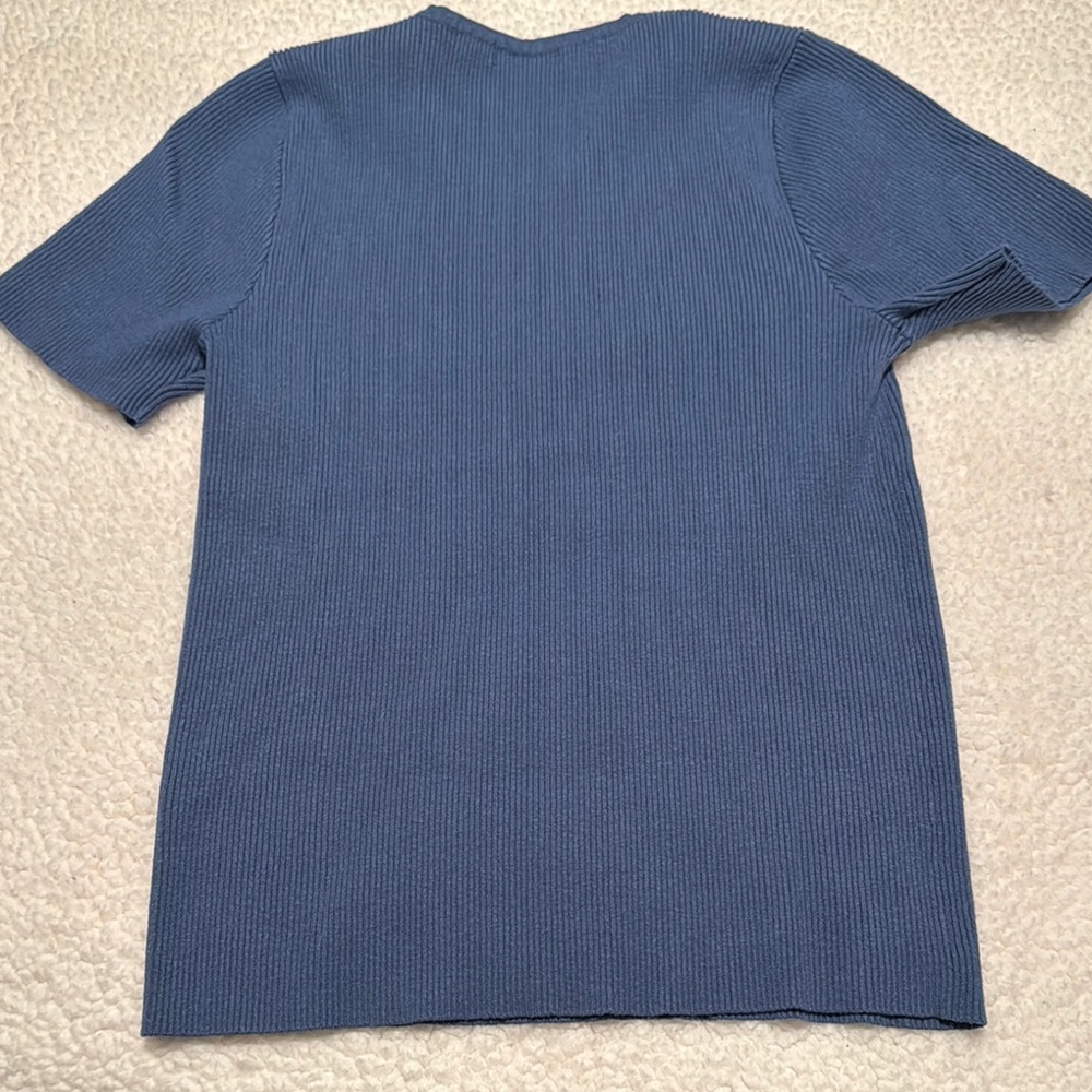 Blue Ribbed Knit Top - Picture 3 of 3